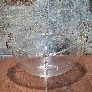 Vintage Mikasa Clear Glass Bowl Rose Gold Embossed